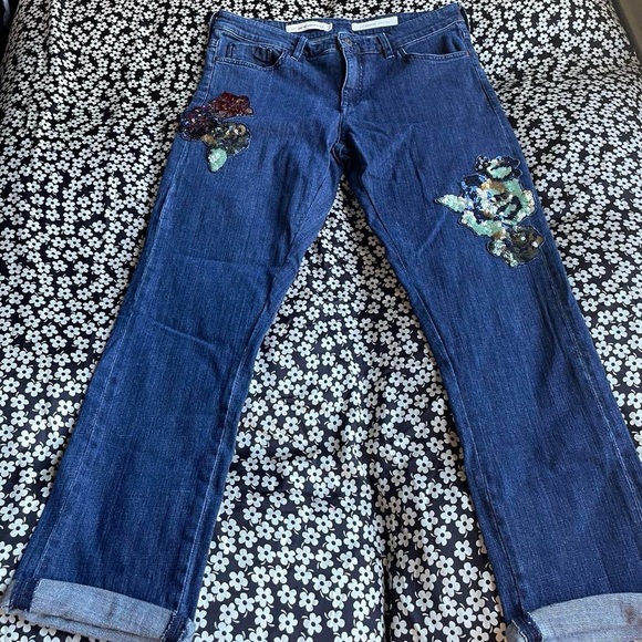 Anthropologie Denim - ANTHROPOLOGIE Pilcro & The Letterpress Slim Boyfriend Sequin Blue Jeans Size 8